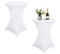 thirei Tavolo da bar elasticizzato, 2 pezzi, Ø 60-65 cm, copritavolo elastico, per tavoli da bistrot e tavoli da bar, bianco