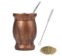 thirei Yerba Mate Cup, 230ML Tazze Mate, Yerba Mate Set, con Cannuccia e Scovolino, per Cucine, Ristoranti, Caffè, Colore Venature del Legno