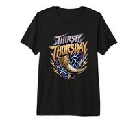 Thirsty Thorsday Viking Drinking Horn Mitologia norrena Maglietta Premium