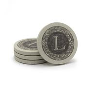 Thirstystone 4-Pack Monogram Letter L Sandstone Coasters Manufactured in The USA Decorative Absorbent Easily Wipes Clean