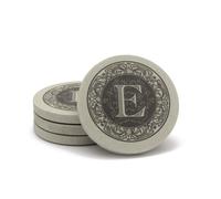 Thirstystone Monogramm-Buchstabe E, saugf higer Sandstein-Untersetzer, 4er-Pack, hergestellt in den USA, dekorativ, saugf hig, leicht abwischbar