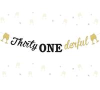 Thirty Onederful Birthday Banner Nero Glitter Dorato 31° Compleanno Decorazione per Festa di Buon 31° Compleanno Decorazione I AM 30+1 Decor Saluti a 31 Anni Compleanni Decorazioni per feste Trentuno