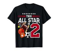 This all Star Is 2nd Birthday Sport Lover 2 Year Old B-Day Maglietta