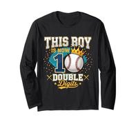 This Boy is 10 Regali per Il decimo Compleanno di Baseball a Doppia cifra Maglia a Manica