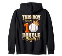 This Boy Is Now Double Digits Baseball Sports 10 ° Compleanno Felpa con Cappuccio