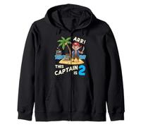 This Captain Is 2 Arr Pirate 2° Compleanno per Ragazzi e Bambini Felpa con Cappuccio