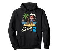 This Captain Is 2 Arr Pirate 2° Compleanno per Ragazzi e Bambini Felpa con Cappuccio