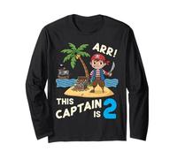 This Captain Is 2 Arr Pirate 2° Compleanno per Ragazzi e Bambini Maglia a Manica