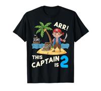 This Captain Is 2 Arr Pirate 2° Compleanno per Ragazzi e Bambini Maglietta