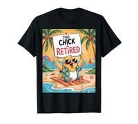 This Chick Is Retired Tropical Beach Cartoon Humor Life Maglietta