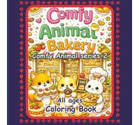 This Coloring book Title is "Comfy Animal Bakery". Stress relieving artwork. Relaxation and creative flow. Great gift idea for kids, teens, adults.