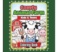 This Coloring Book Title is "Comfy Animal Farm". Stress relieving artwork. relaxation and creative flow. Great gift idea for kids, teens.