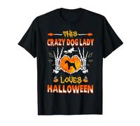 This Crazy Dog Lady Kerry Blue Terrier Loves Halloween Maglietta