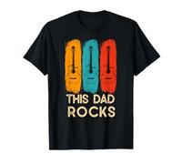 This Dad Rocks Chitarra Vintage Festa del Papà Retro Music Lover Maglietta