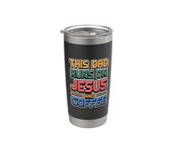 This Dad Runs On Jesus And Coffee Bicchiere termico in acciaio inox doppia parete