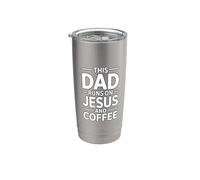 This Dad Runs On Jesus And Coffee Bicchiere termico in acciaio inox doppia parete