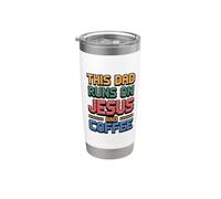 This Dad Runs On Jesus And Coffee Bicchiere termico in acciaio inox doppia parete