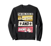 This Girl Runs On Jesus And Anime I Kawaii Otaku Felpa