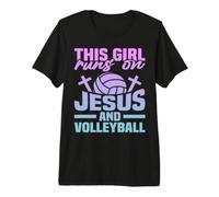 This Girl Runs On Jesus And Volleyball Maglietta Premium