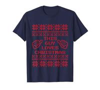 This Guy Loves Christmas Brutto Maglione Modello Pixel Design Maglietta