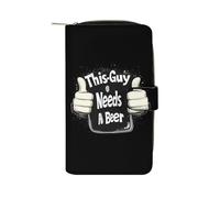 This-Guys Needs A Beer - Portafoglio lungo da donna, in pelle PU, organizer per ufficio e viaggio