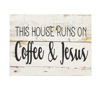 This House Runs on Coffee & Jesus Sign - Wood - Rustic Religious Home Decor