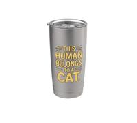 This Human Belongs To A Cat Bicchiere termico in acciaio inox doppia parete