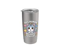 This Human Belongs To A Cat Bicchiere termico in acciaio inox doppia parete