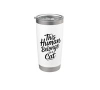 This Human Belongs To A Cat Bicchiere termico in acciaio inox doppia parete