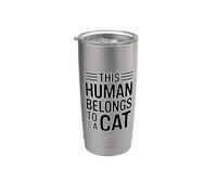 This Human Belongs To A Cat Bicchiere termico in acciaio inox doppia parete