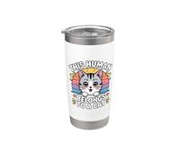 This Human Belongs To A Cat Bicchiere termico in acciaio inox doppia parete
