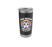 This Human Belongs To A Cat Bicchiere termico in acciaio inox doppia parete