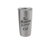 This Human Belongs To A Cat Bicchiere termico in acciaio inox doppia parete
