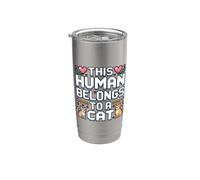 This Human Belongs To A Cat Bicchiere termico in acciaio inox doppia parete