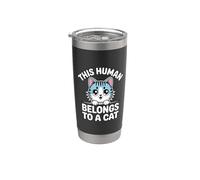 This Human Belongs To A Cat Bicchiere termico in acciaio inox doppia parete