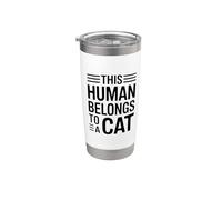 This Human Belongs To A Cat Bicchiere termico in acciaio inox doppia parete
