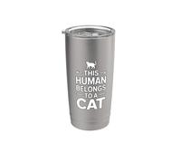 This Human Belongs To A Cat Bicchiere termico in acciaio inox doppia parete