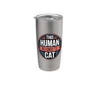This Human Belongs To A Cat Bicchiere termico in acciaio inox doppia parete