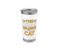 This Human Belongs To A Cat Bicchiere termico in acciaio inox doppia parete