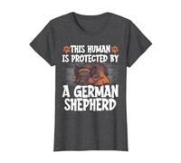 This Human Is Protected By A German Shepherd Maglietta, Donna, Grigio Scuro, M