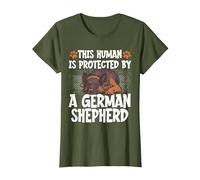 This Human Is Protected By A German Shepherd Maglietta, Donna, Oliva, S