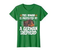 This Human Is Protected By A German Shepherd Maglietta, Donna, Verde Mela, XL