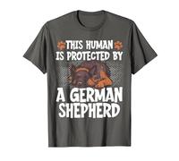 This Human Is Protected By A German Shepherd Maglietta, Uomo, Asfalto, M