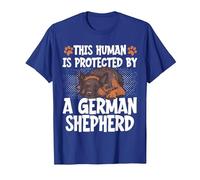 This Human Is Protected By A German Shepherd Maglietta, Uomo, Blu Reale, L