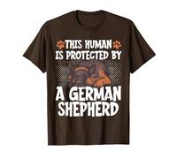 This Human Is Protected By A German Shepherd Maglietta, Uomo, Marrone, S