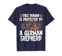 This Human Is Protected By A German Shepherd Maglietta, Uomo, Navy, 6XL