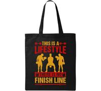 This is A Lifestyle There is No Finish Line Training Graphic Natural Ecological Cotton Tote Bag Black, Black, , Taglia unica, Nero , taglia unica