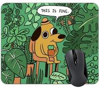 This is Fine Dog Funny Emoji Mouse Pad, Simpatico Anime Verde Quadrato Tappetino per Mouse Impermeabile, per Desktop Computer Laptop Ragazza Carina, Tappetino decorativo per ufficio da donna,