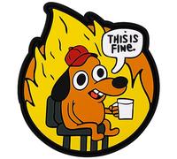 This Is Fine Dog Patch, 9x8cm Creativa Moral Patch Questo va Bene Toppe Ricamate Meme Gift Divertenti Toppe Applique Ricamate per Cani con Supporto Adesivo Magico per Zaini Giacche Jeans Gilet