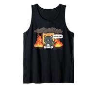 This is Fine Meme Divertente Carino Kawaii Cat Room On Fire Canotta